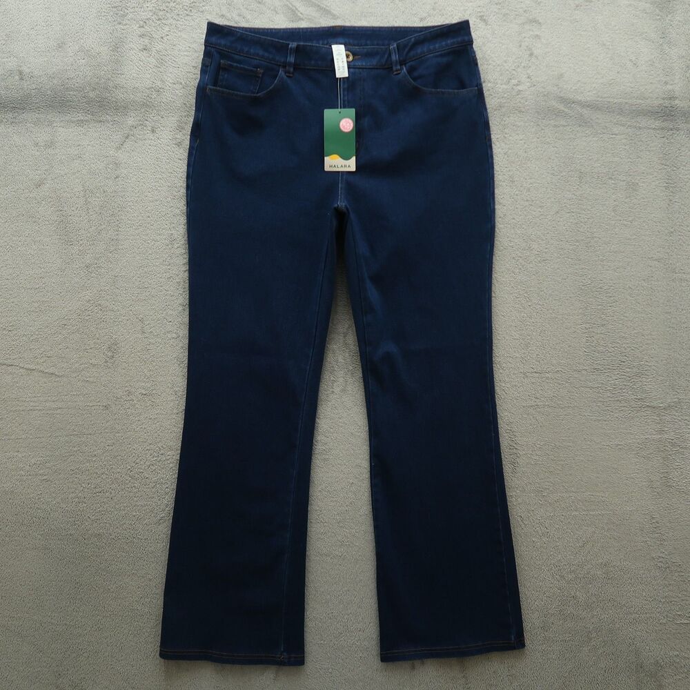 HALARA Jeans Women's Size XL Blue High-Rise Bootcut Denim 31" Inseam NWT Stretch